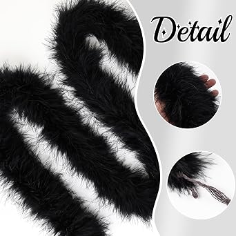 Marabou Feather Boa, 22g, 2 Yards Soft, Fluffy Boa for DIY Crafts, Weddings, Halloween Costumes, and Christmas Decorations