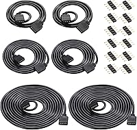Vista 1 de Honoson 6 piezas de cable de extensión RGB de 4 pines, conector de tira LED, kit de cables de cable con conector de clavija de 12 piezas para tira
