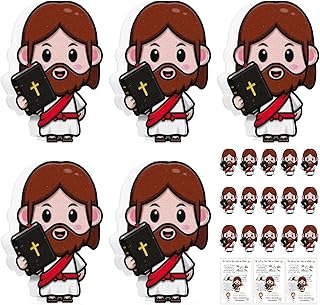 Wesiti 72 Pcs Little Jesus Figurines Toys Set Mini Wooden Figurines Jesus Story Gift Cards for Back to School Sunday School Church Gifts Christian Religious Baptism Hide and Seek Party Favor Stuffers