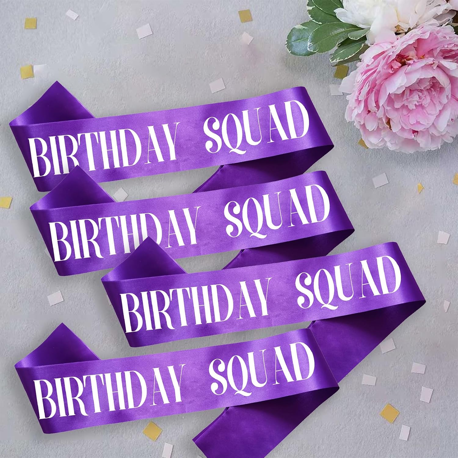 9PCS Birthday Squad Sashes for Girl, Purple Birthday Girl Sash Set for Funny 10th 11th 13th 16th 18th 21st or Other Birthday Party Favors Decorations