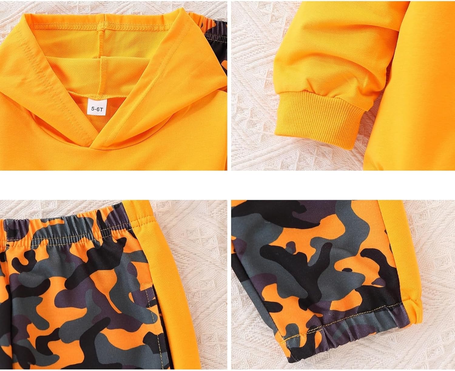 Boys 2 Piece Outfits Long Sleeve Hooded Sweatshirt Top Camouflage Sweatpants Fall Winter Clothing Set 5-10T - Image 6