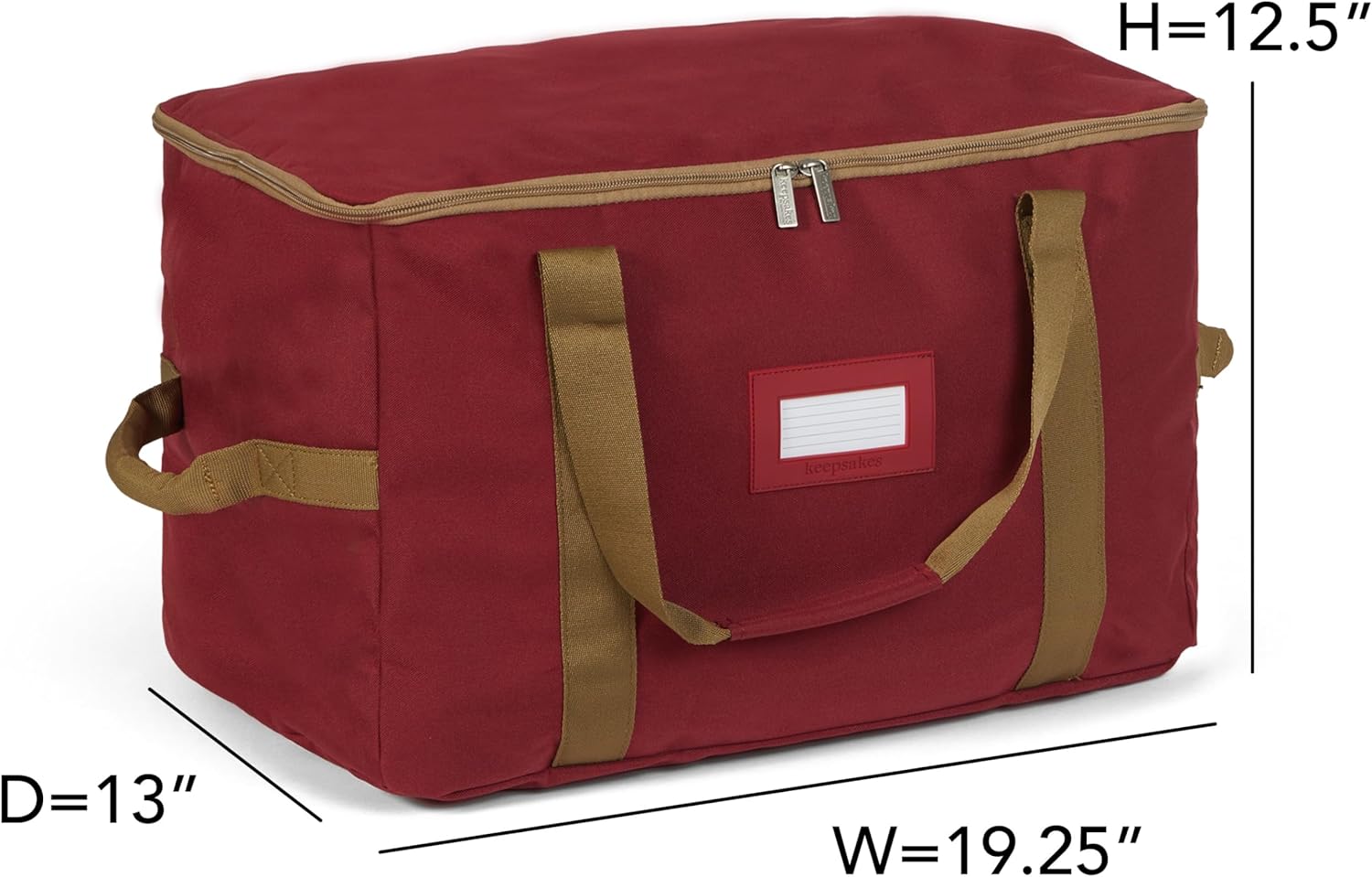 Covermates Keepsakes Treasurekeeper Storage Bag - Carrying Handles, ID Window - Holiday Storage, Red
