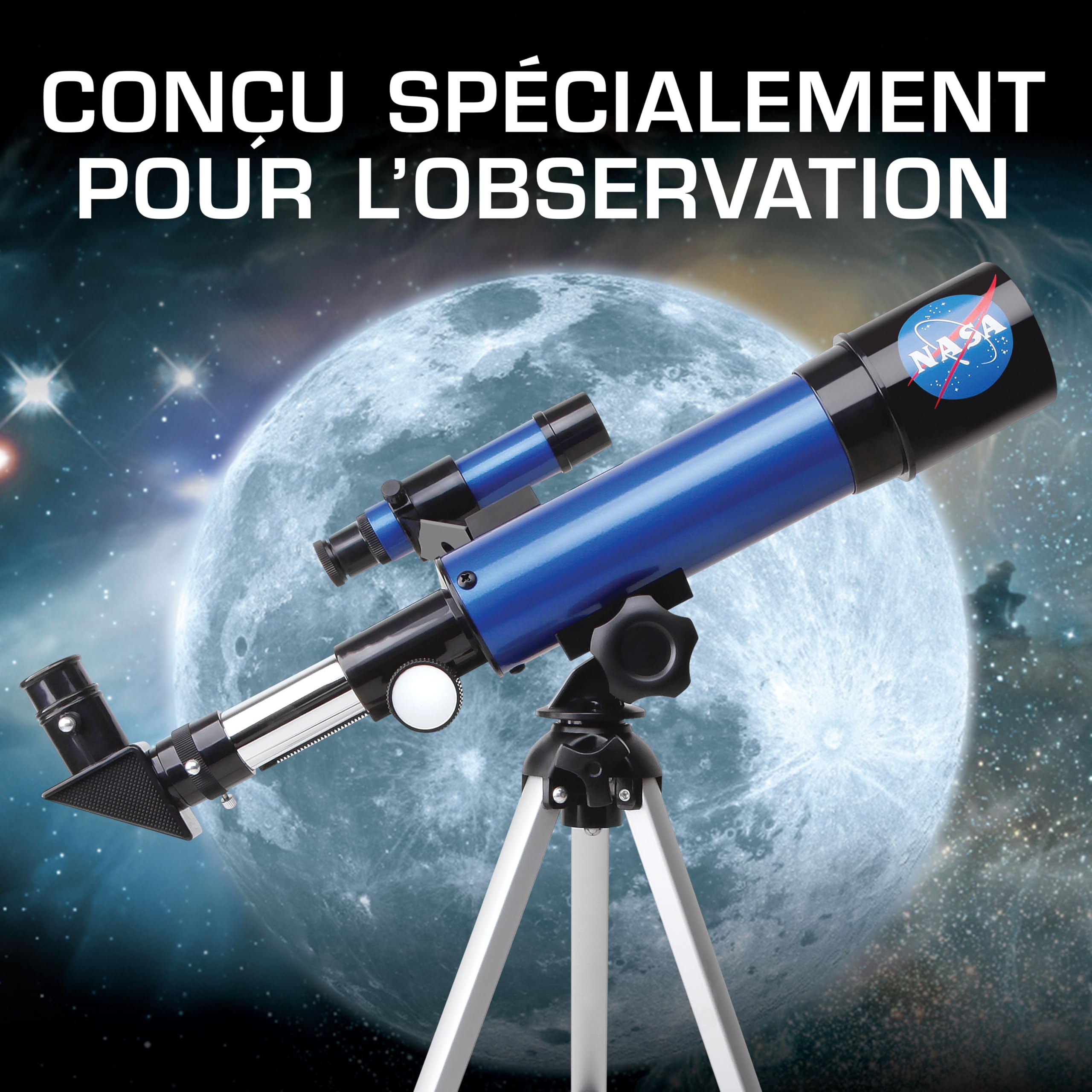 Télescope Lunaire NASA pour Enfants – Grossissement 90x, Deux Oculaires, Trépied de Table, Chercheur, Jouet Espace Cadeau