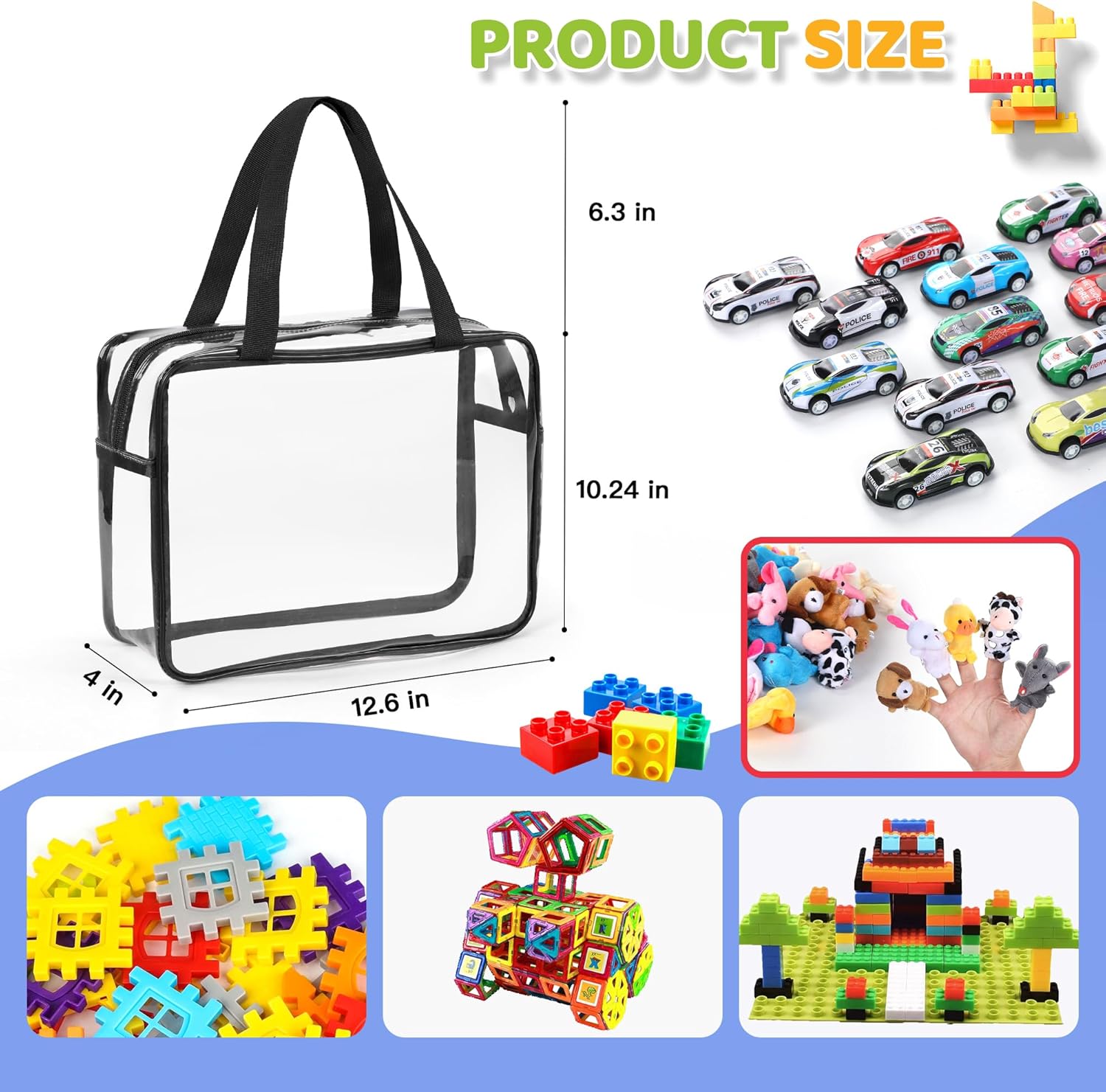 4 Pack Magnetic Tiles Storage Bags for Magnet Building Tiles,Board Game,Puzzle and Lego Bricks,6 Packs Large Toy Storage Bags for Board Game,Building Blocks and Puzzles