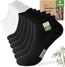 FALARY 6 Pairs Bamboo Trainer Socks for Mens Womens Low Cut Ankle Sports Socks Moisture Wicking Breathable Anti-Blister