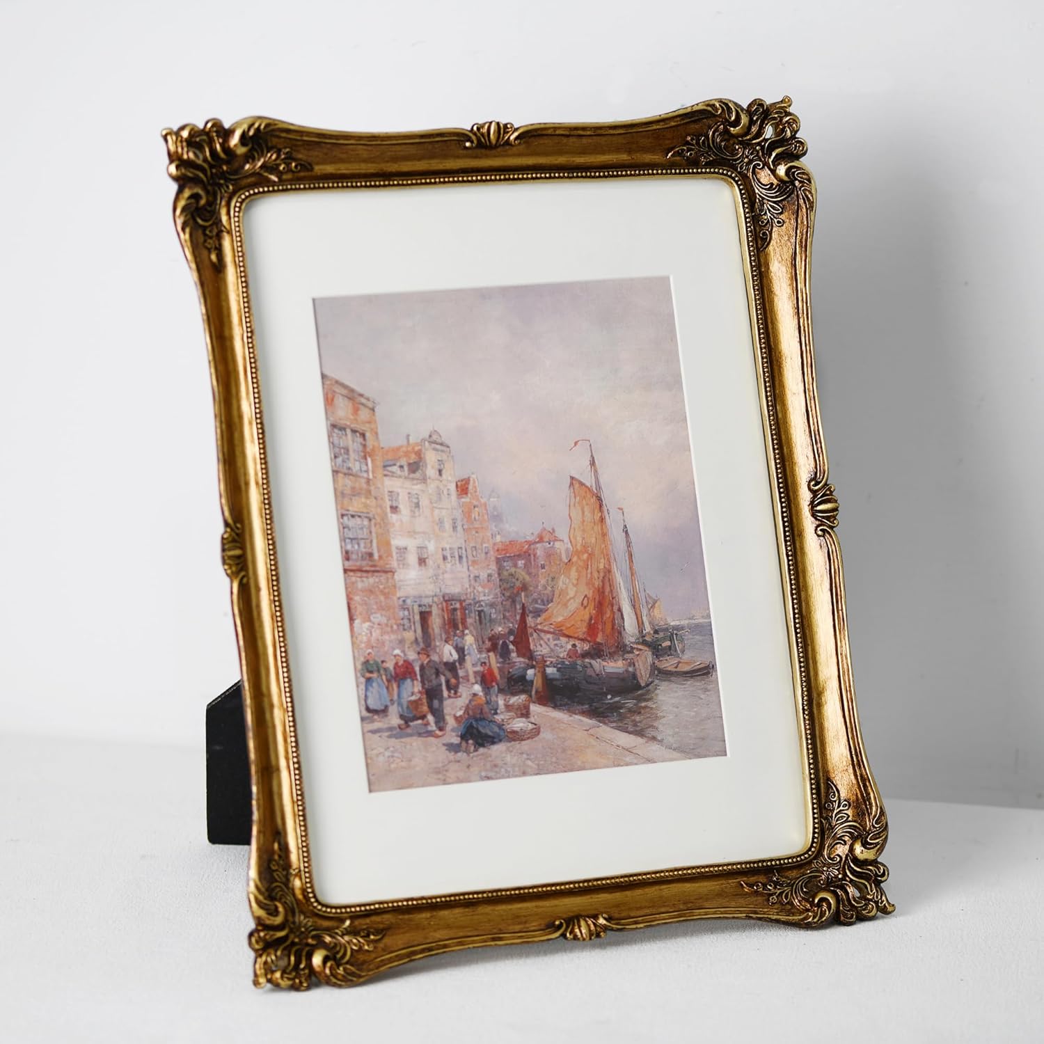 Funly mee Vintage 11x14 Picture Frame Antique Gold Photo Frame for Tabletop & Wall Mounted