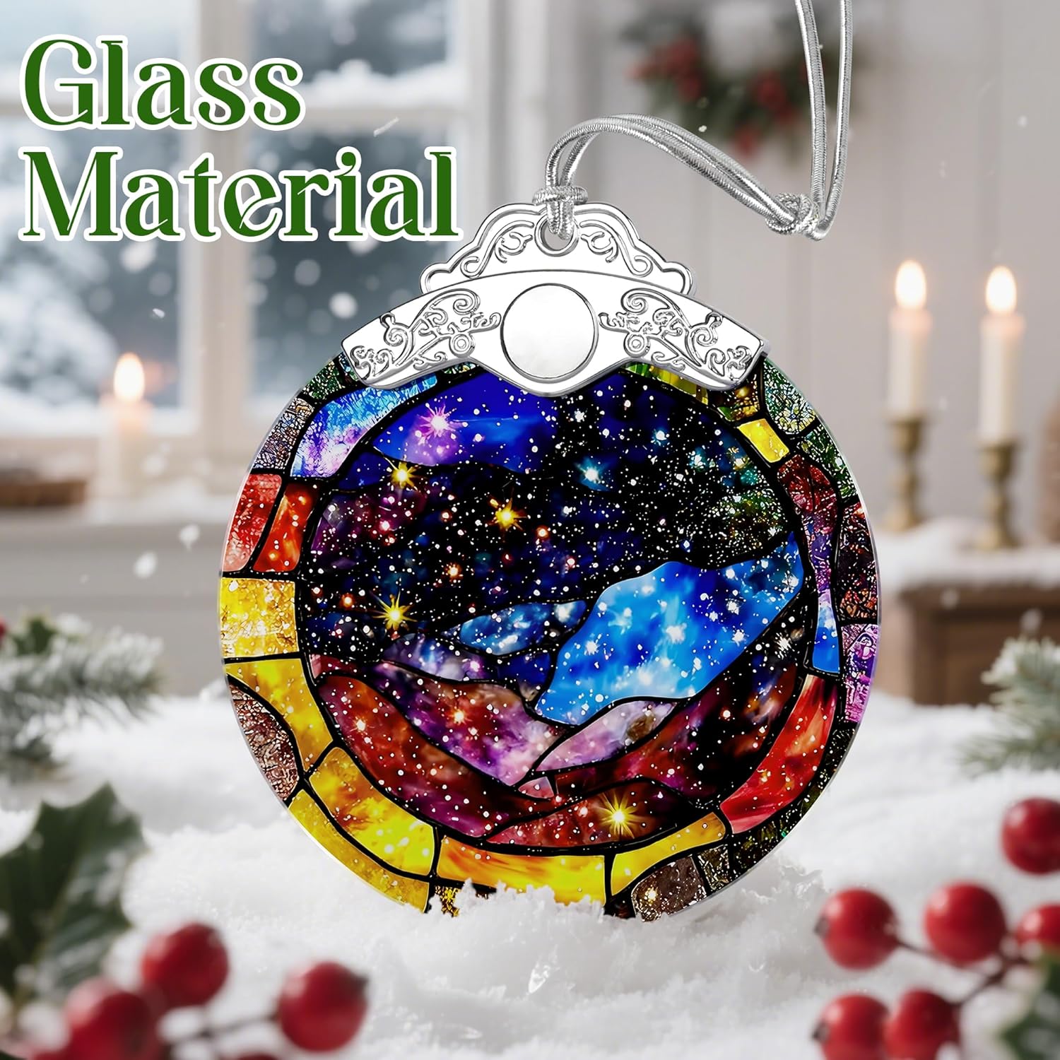Space Milky Way Stained Glass Ornament – Christmas Ornament, Christmas Tree Decoration & Galaxy Home Decor, Xmas Gift, Housewarming Gift, Gifts for Space Lovers, Friends or Family - Image 5