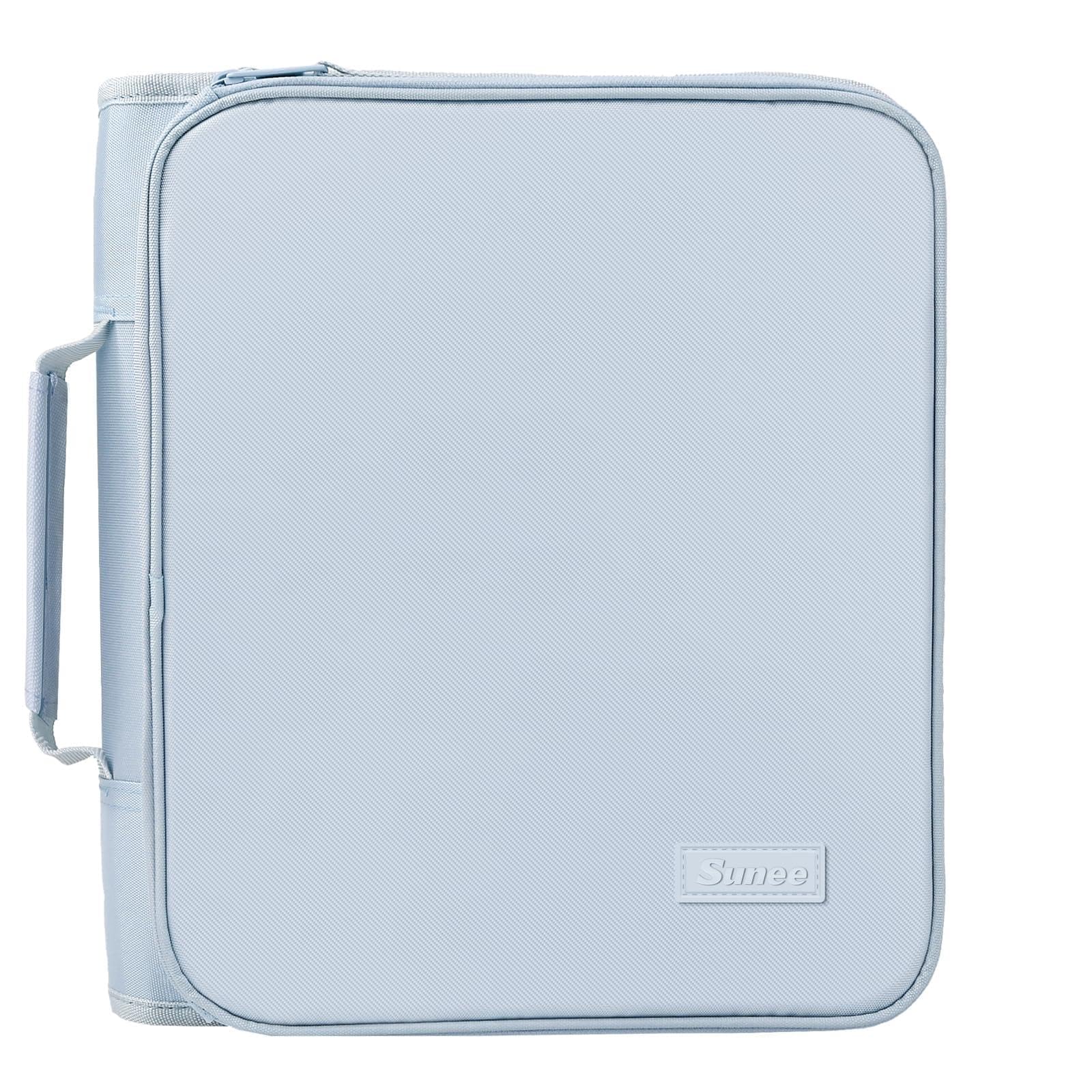SUNEE Zippered Binder Bag with Handle, 2-Inch 3-Ring O-Ring, 500-Sheet Capacity, Includes Zip Pocket, 5-Tab Expanding File Folder, Multi-Pocket Organizer Binder for Middle School, Dusk Blue