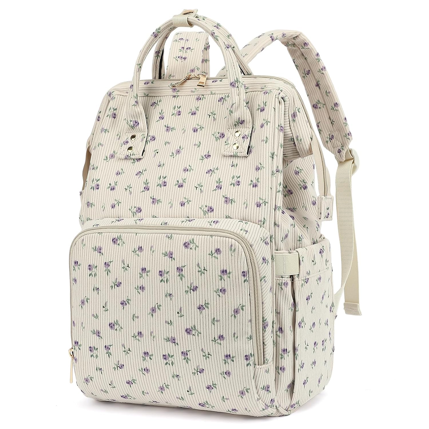 Yusudan College Laptop Backpack Travel Backpack for Women Corduroy Casual Daypack School Backpack Bookbag for Girls Beige Corduroy