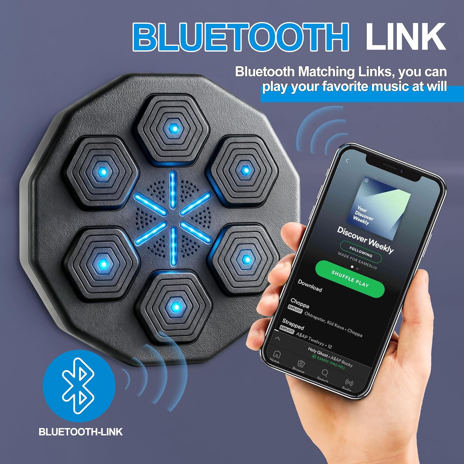 EPHESPORT Music Boxing Machine with Gloves, Smart Wall-Mounted Punching Target with Rhythm Lights, Interactive Boxing Game for Kids, Teens & Adults, Fun Family Fitness & Home Workout Gift