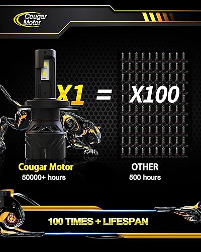 Miniatura 6 de Cougar Motor Luz antiniebla LED H4, bombilla LED 9003, 18000 lm, 6500 K, repuesto halógeno blanco frío, paquete de 2