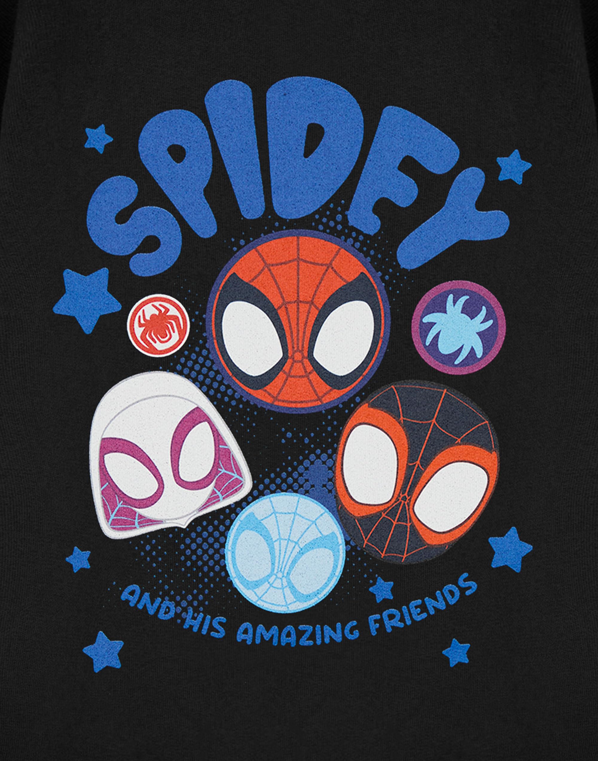 Marvel Spiderman Spidey & His Amazing Friends chłopięca czarna bluza komiks superbohater dziecięcy sweter | top z grafiką Spidey & Pals dla chłopców | licencjonowana odzież, prezent dla dzieci