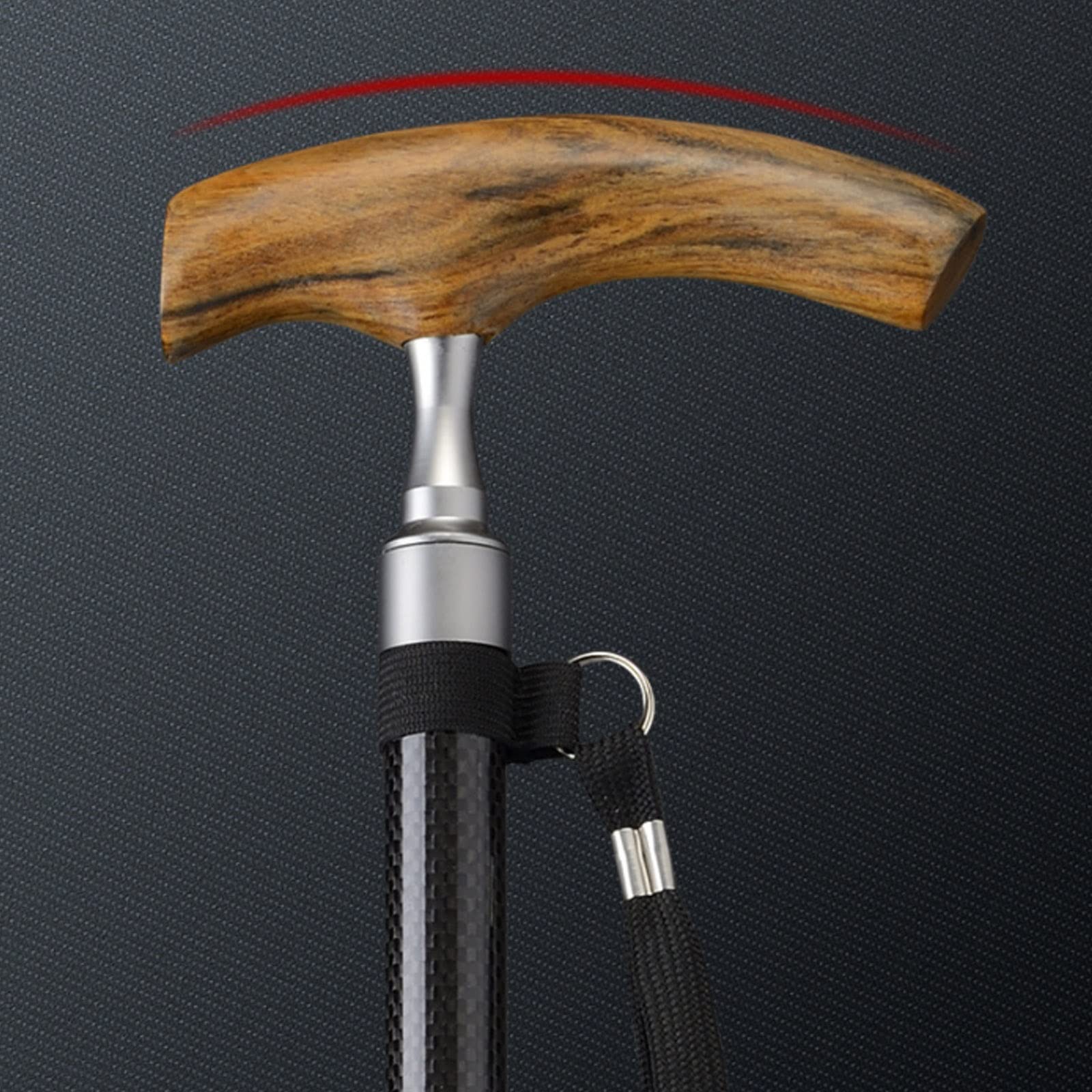 Bastón para Caminar, Bastón Retráctil Portátil de Fibra de Carbono, Ayuda de Movilidad de Equilibrio Ligero con Mango Ergonómico Y Correa para La Muñeca