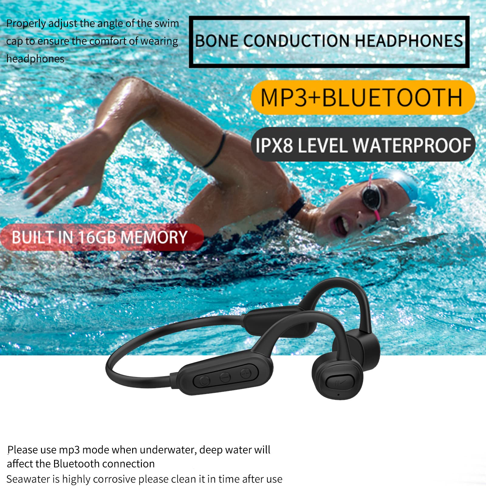 Buy Bone Conduction Swimming Headphones Bluetooth 5.0 IPX8 Waterproof
