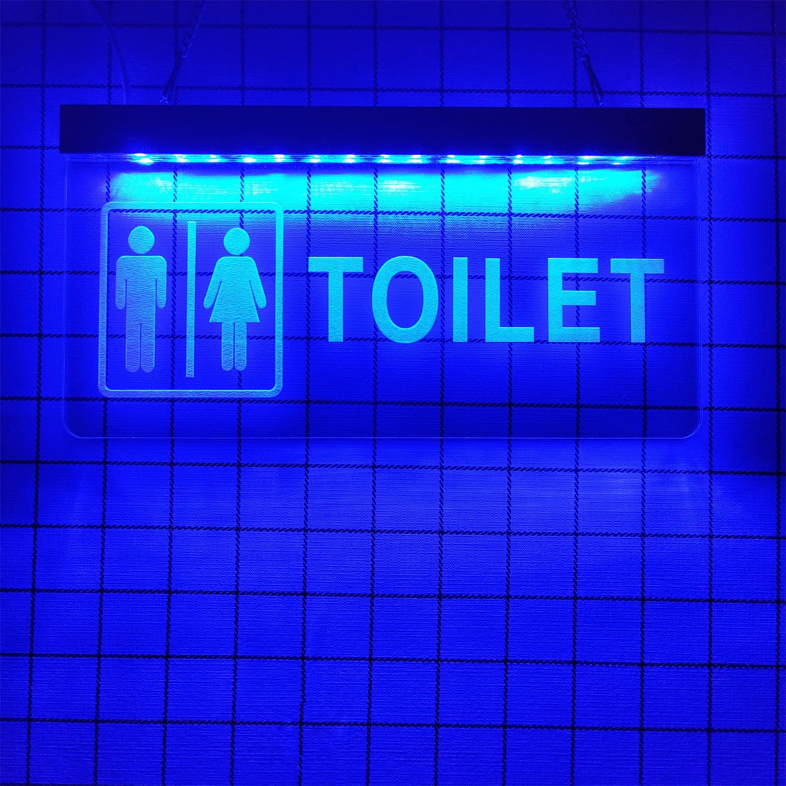 KEYQEEN Custom Unisex Toilet LED Neon Sign, 3D Neon Lights for Restroom Entrance Wall Decoration Night Lights, 30X15cm,Blue