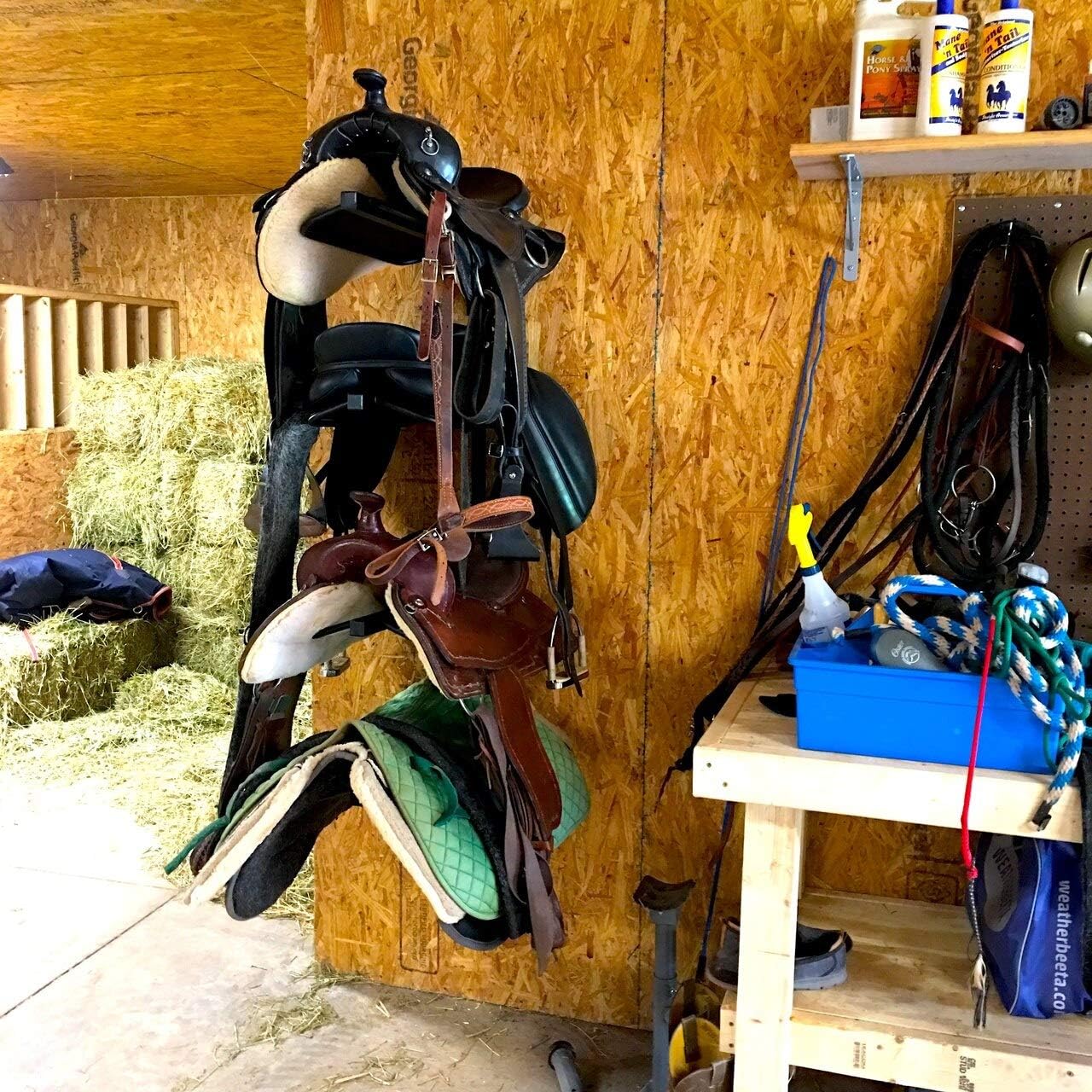 StoreYourBoard Horse Saddle Storage Rack, Wall Mounted Equestrian Saddle Holder, Holds 4 Western and English Saddles : Pet Supplies