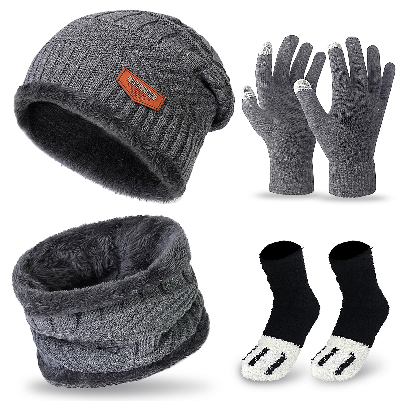 Sponsored Ad – Kids Winter Hat Scarf Gloves Set for Boys Girls,Winter Knitted Beanie Hat Snood Neck Warmer Touchscreen Anti-slip Mitten Outdoor Sports Soft Fleece Lining for Children Boys Girls Aged 5-10