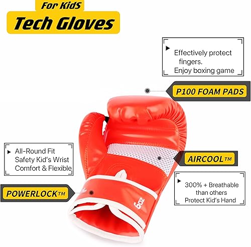 Miniatura 9 de SAEEPABUL Guantes de boxeo mejorados para niños y niñas de 3 a 8 años, guantes de boxeo para entrenamiento de niños, guantes de boxeo para niños,