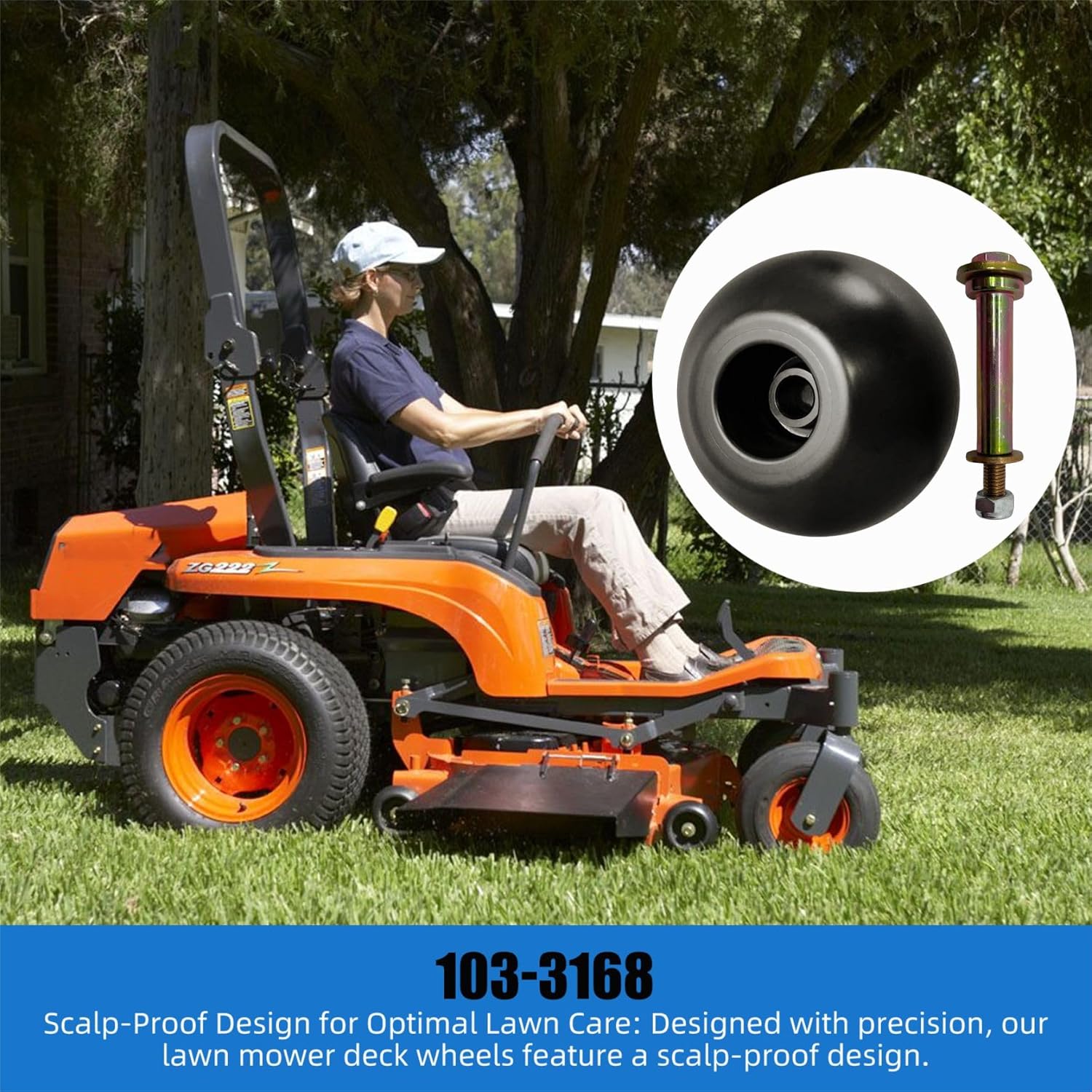 Lawn Mower Anti Scalp Deck Wheel Kit Compatible with Exmark Bad Boy Lawn-Boy Toro Husqvarna Bunton Ferris Replace# 116-9981, 103-3168, 103-4051, 103-5364, 103-7263, 103-7363, 109-2098, 109-9011