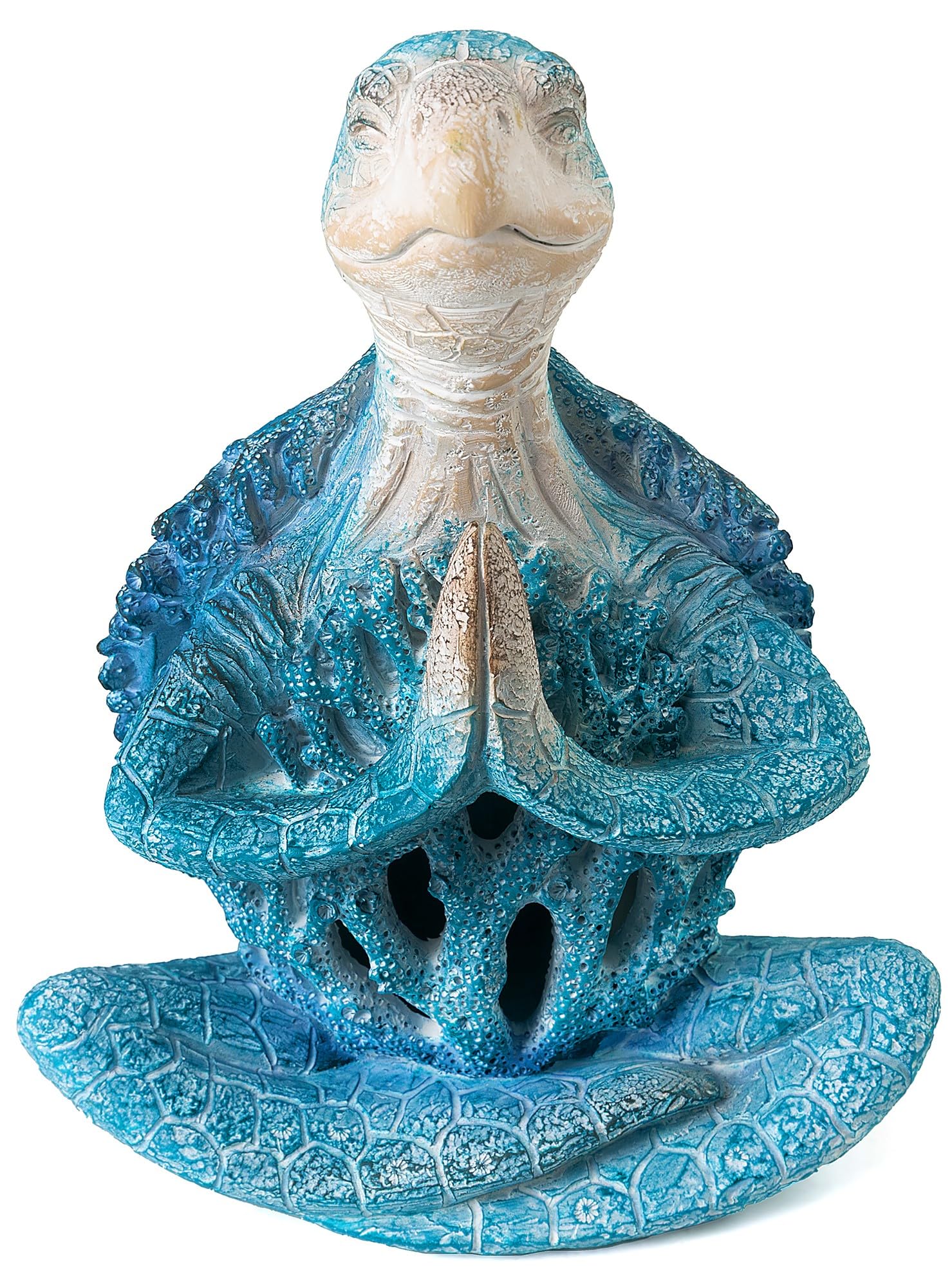 Lxmxgk Lot de 4 statues de yoga en résine tortue de mer, décoration de plage côtière, figurines de yoga pour la maison, le bureau, la salle de bain