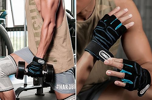 Miniatura 10 de SUJAYU Guantes de entrenamiento guantes de gimnasio para hombres muñequeras guantes de levantamiento de muñeca para entrenamiento guantes de fitness
