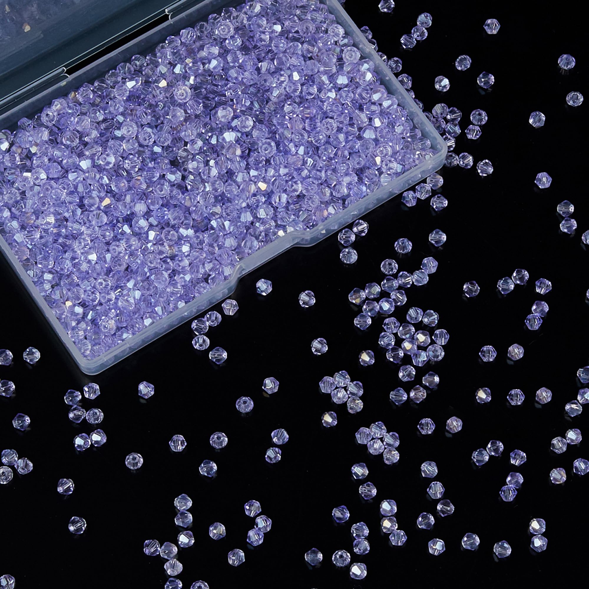 Laopottbeads 1200PCS 3mm Bicone Crystal Glass Beads for Jewelry Making, Sparkling Mini Beads for Suncatchers, DIY Bracelets & Craft Projects (Light Purple) โ image 1