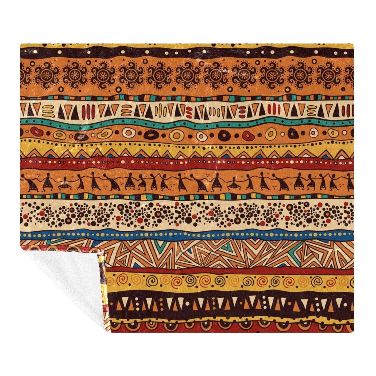Couverture polaire microfibre à motif africain 150x130cm