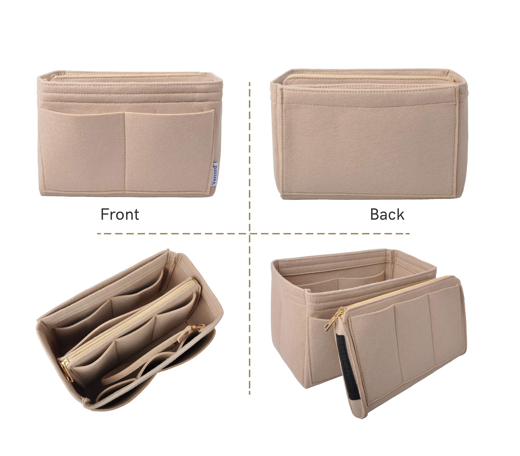 Vercord - Bolso de mano de fieltro (tamaño pequeño, mediano, grande), Beige (beige ( A Beige )), X-Large
