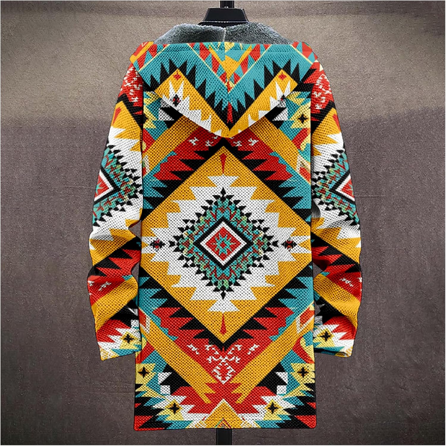 Mens Cardigan Sweater Graphic Long Cool Knitted Hoodies Zip Up with Pockets Fashion Coat Warm Fitted Jacket - Image 4