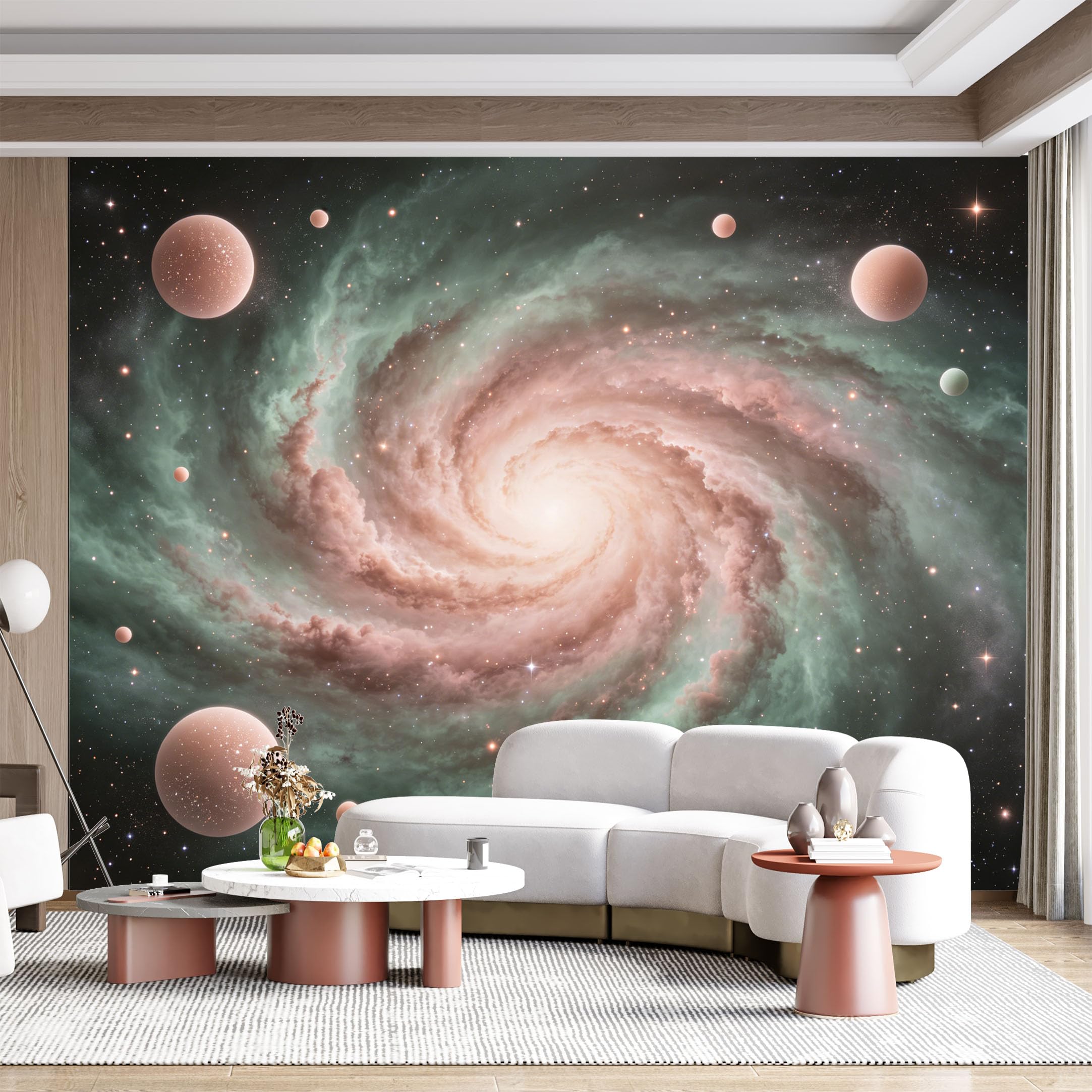 Custom Size Wall Mural Cosmic Galaxy Nebula Planets Space Scene Panoramic 3D Effect SelfAdhesive Wall Fabric Removable for Home Office Decor