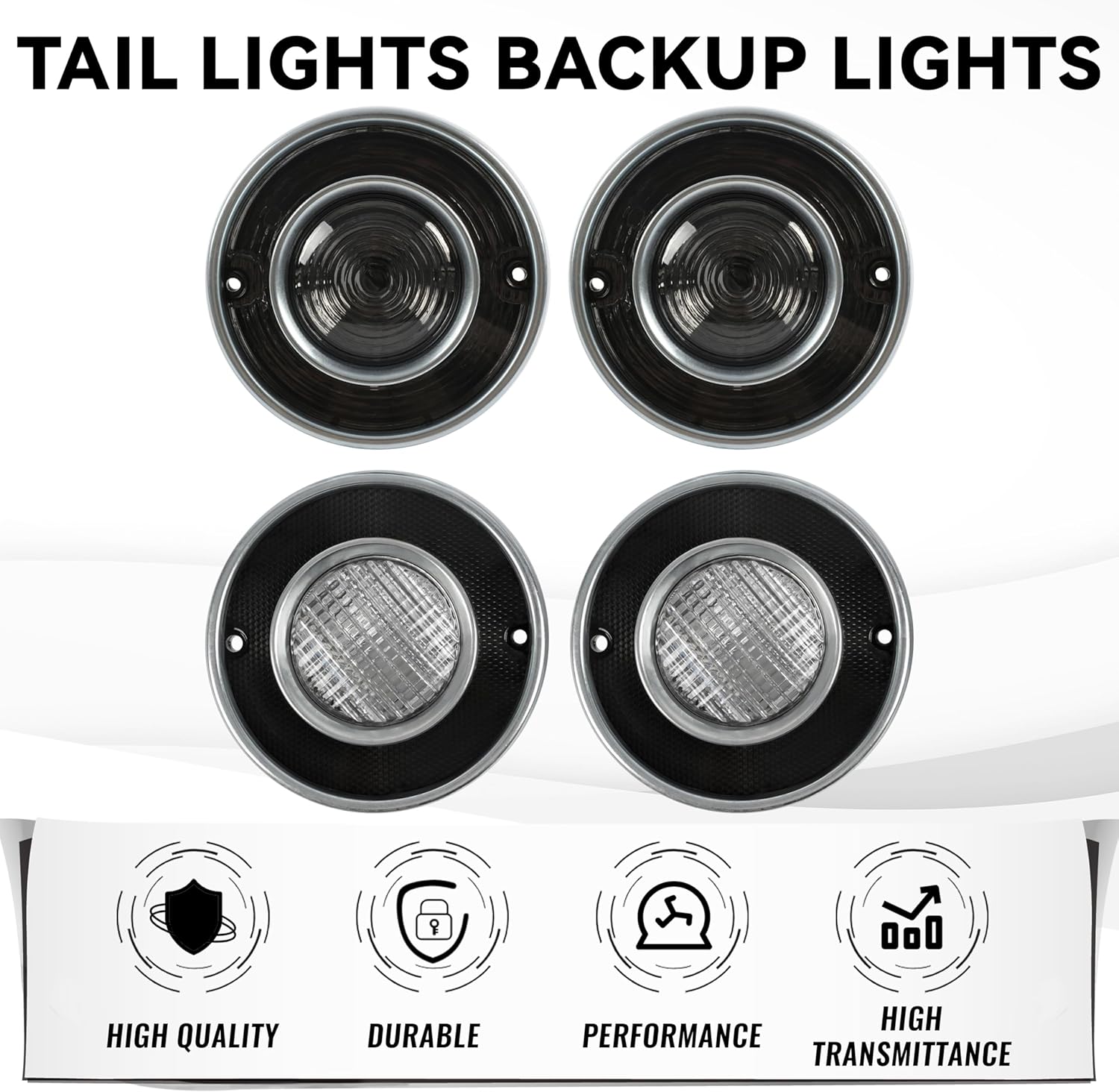 HECASA Pair Tail Light+Backup Light Assembly Compatible with 1975-1979 Chevy Chevrolet Corvette C3 Rear Taillight Tail Lamp Reverse Lights Set Driver & Passenger Side (Smoke Lens)