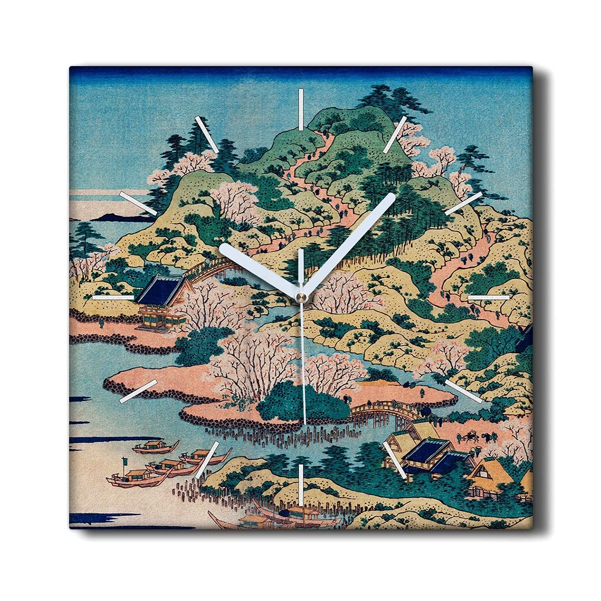 Horloge murale pour le salon motif paysage asiatique et mer pour ambiance zen