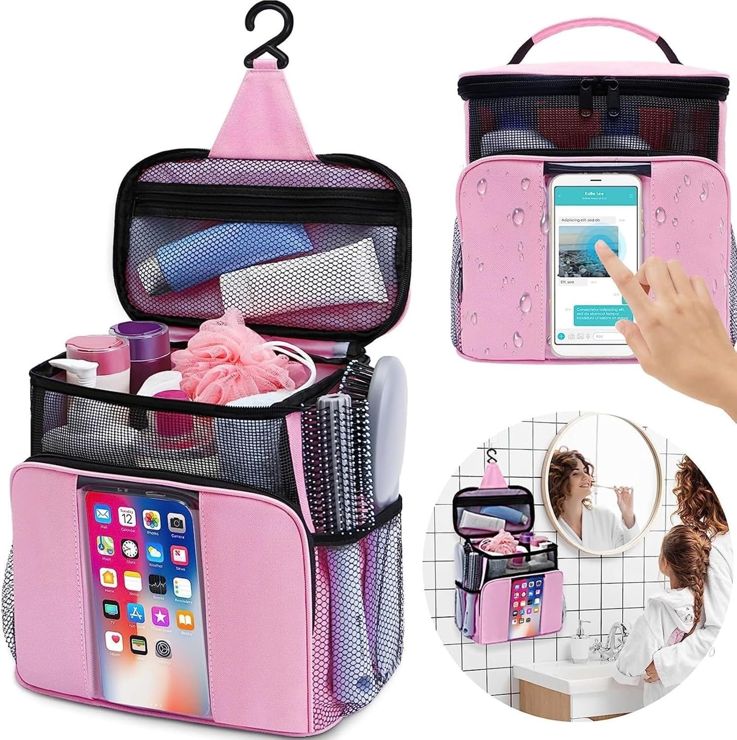 WESLNN Shower Caddy Portable College Dorm Essentials for Guys with Hooks Quick-Dry Shower Caddy for Dorm Travel Essentials