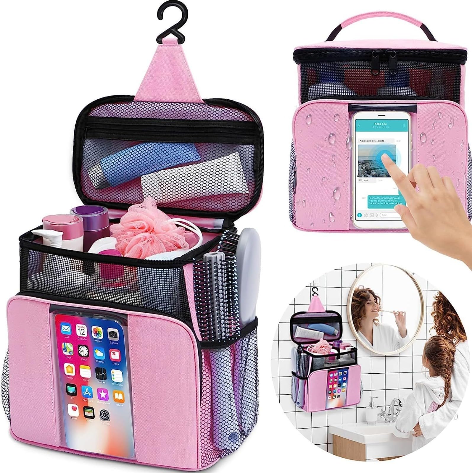WESLNN Shower Caddy Portable College Dorm Essentials for Guys with Hooks Quick-Dry Shower Caddy for Dorm Travel Essentials