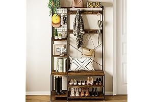 AMBIRD Hall Tree Shoe Rack & Coat Rack for Entryway Storage with Bench