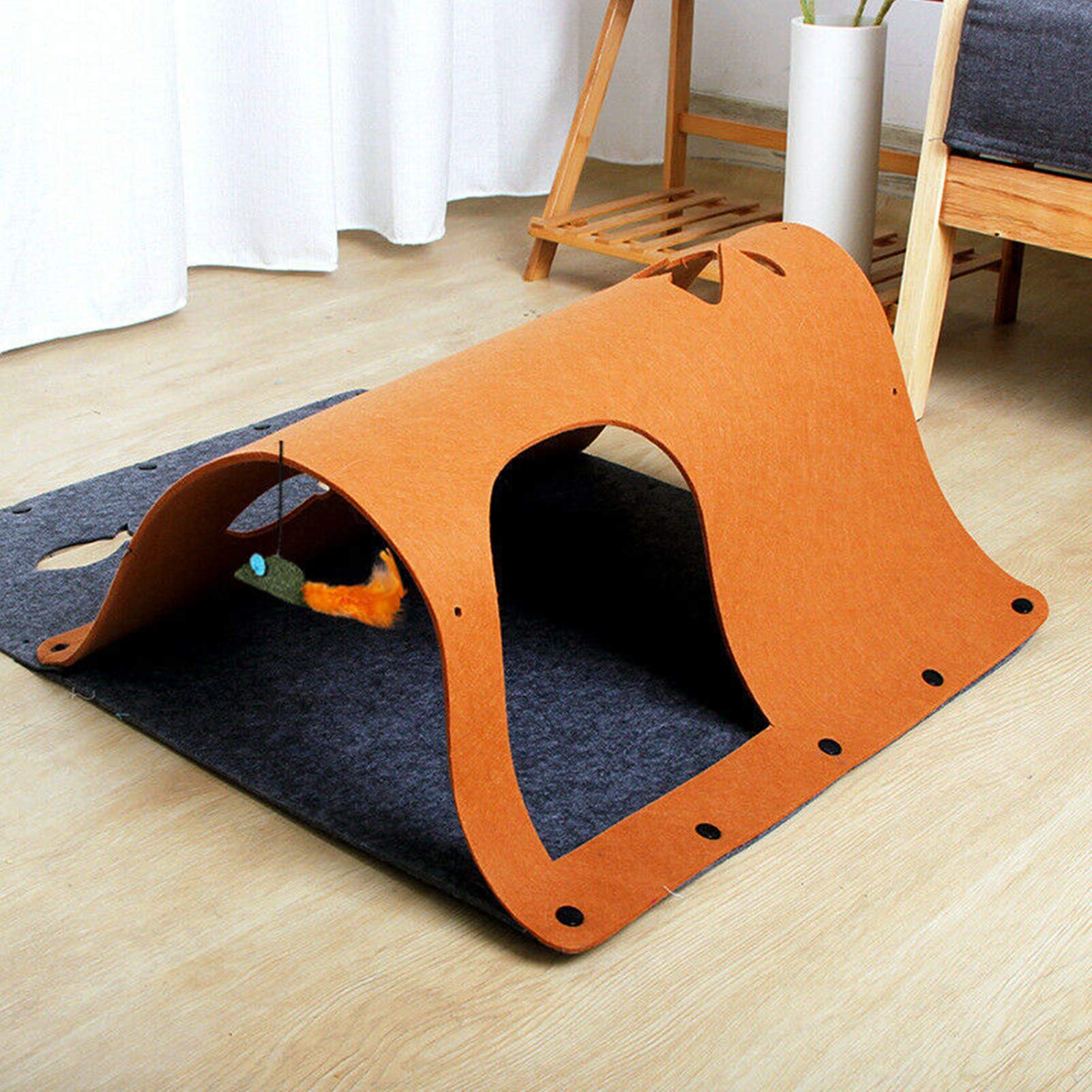 YXSH Tunnel pour Chat en Feutre - Jouet Tube interactif Pliable à 4 Voies pour Chat avec Souris Menthe - Meilleurs Tunnels pour Chaton pour Chat d'intérieur Lapin Chiot Chaton-Green