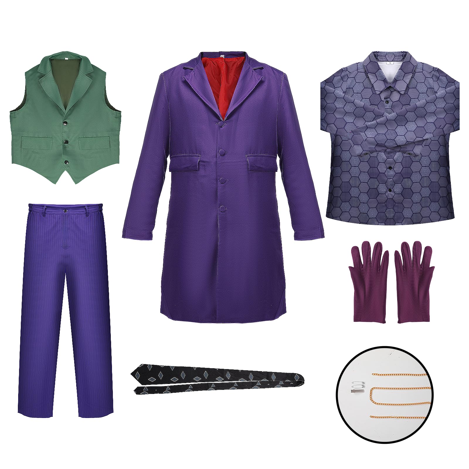 nezababy Knight Costume Kids Clown Costume Knight Cosplay Outfits Adult Purple Coat Shirt Vest Full Suits Halloween Accessories - Image 2