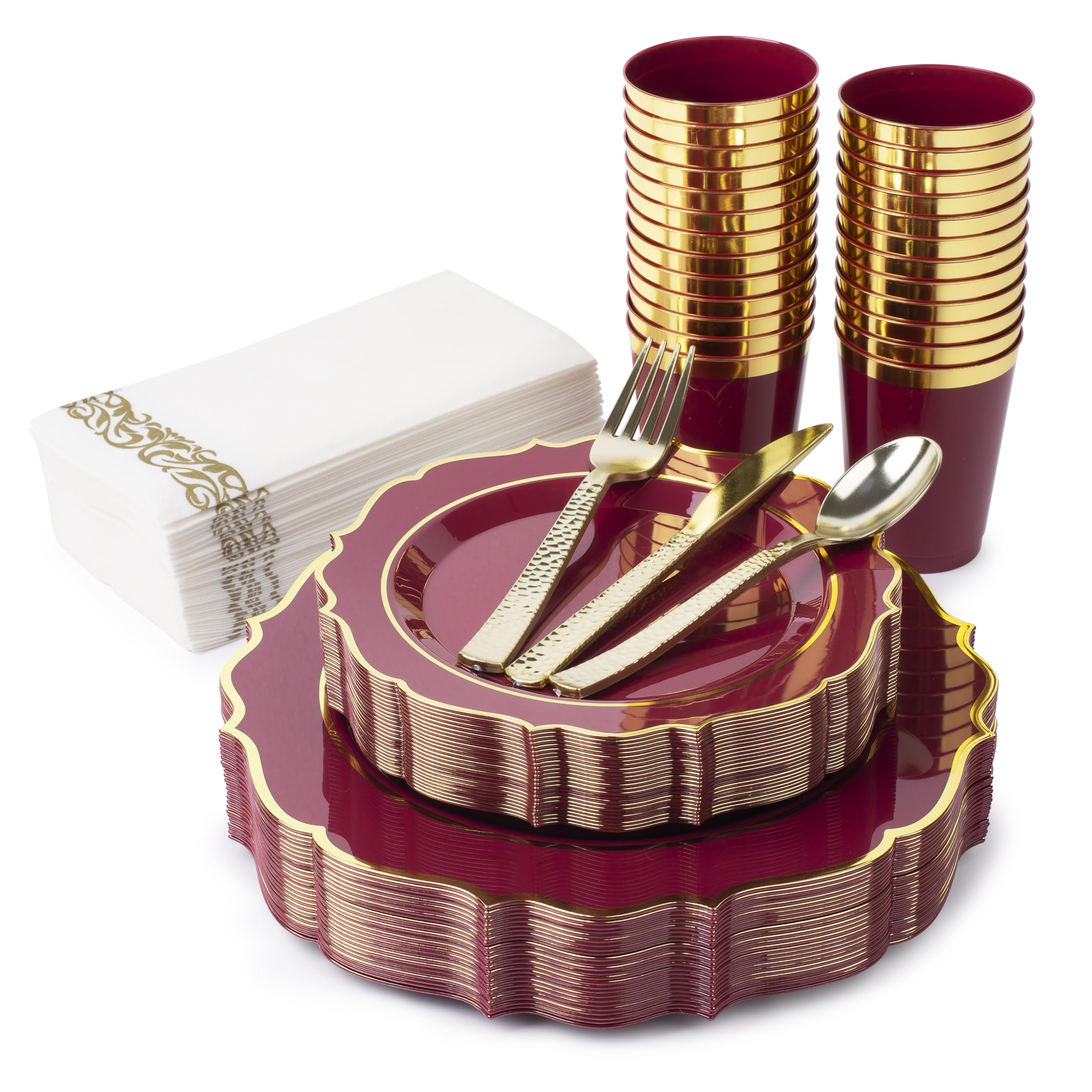 Burgundy Plates Disposable 50 Plastic Maroon Plates Red Plastic Dinnerware  | Desertcart Seychelles, image size:2559x2560