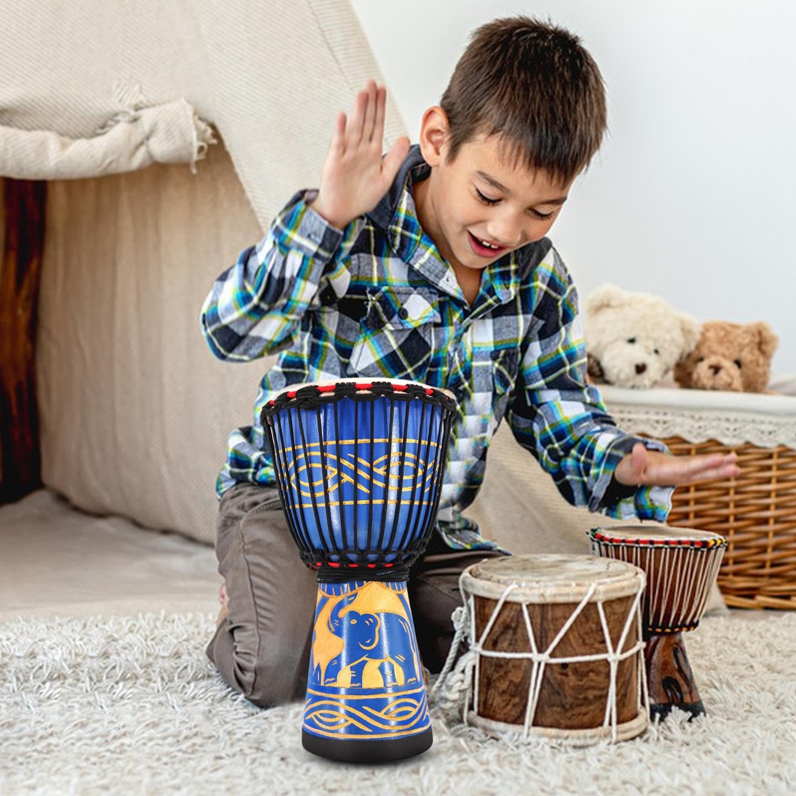 Drum bongo, tamburi bongo adulti Drum a mano ispirato a mano da 8 pollici