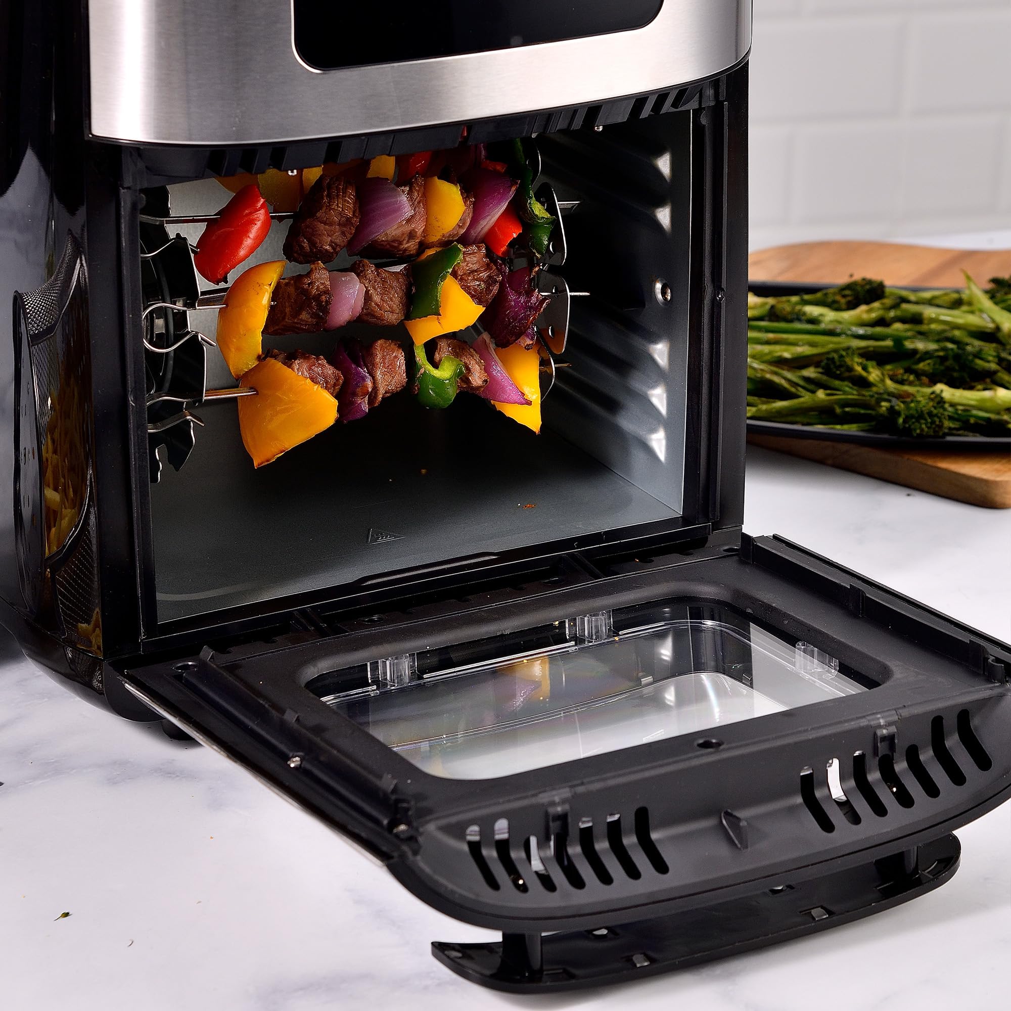 MasterPRO FOODIES frytkownica na gorące powietrze o pojemności 10 l, 1700 W, z okienkiem i cyfrowym wyświetlaczem LED, 8 programów gotowania, oszczędność energii, regulowana temperatura