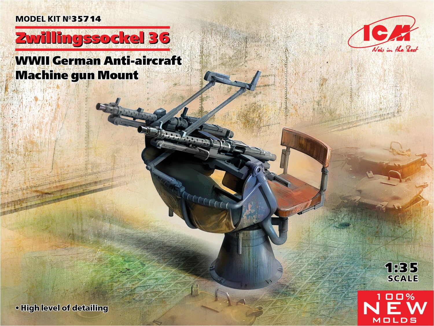 Amazon | ICM 1/35 ドイツ軍 対空二連銃座 Zwillingssockel 36