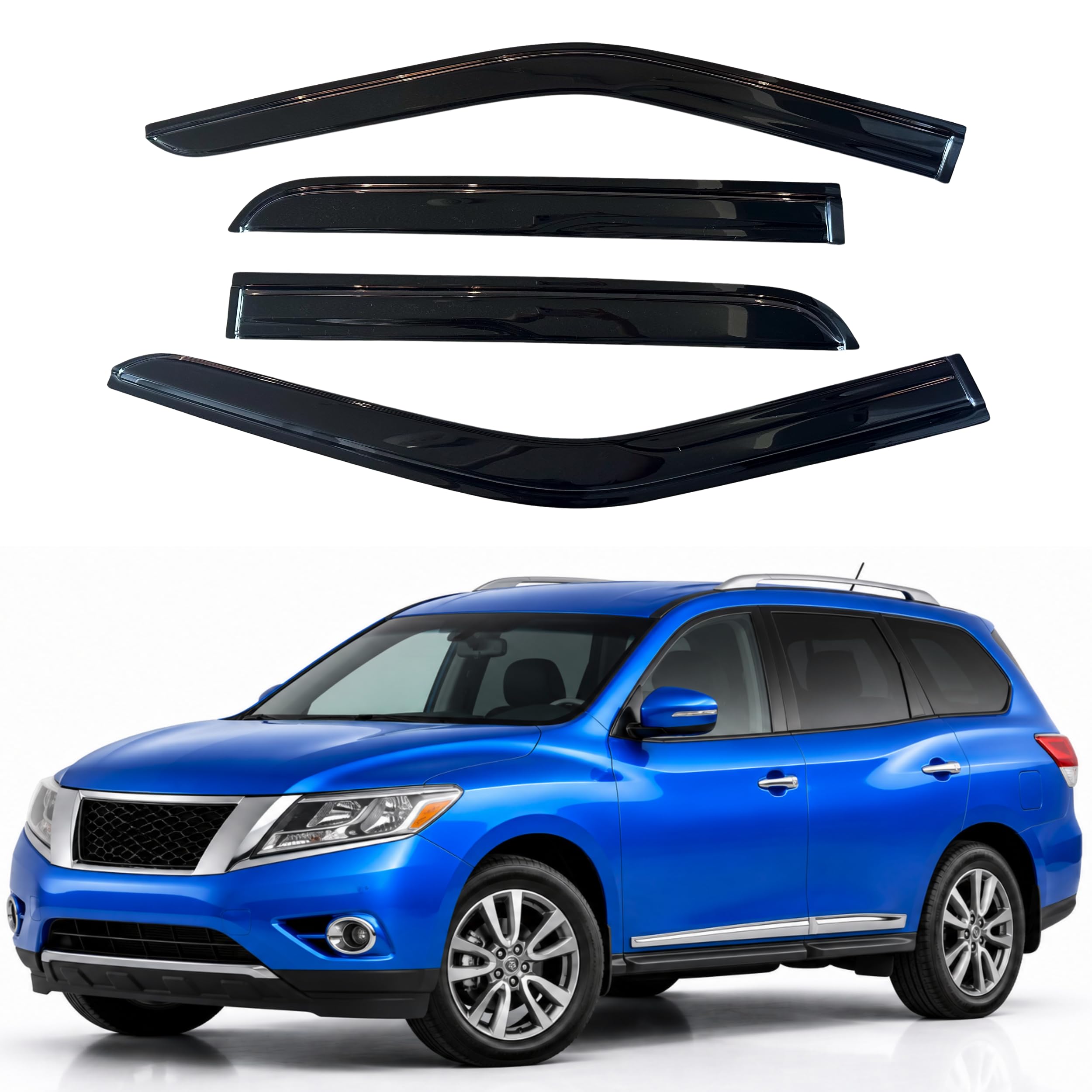 IG Window Visors Fit for 2013-2021 Nissan Pathfinder, Out-Channel Rain Guards Vent Wind Deflectors 4PC, Car Accessories for 13-21 Pathfinder