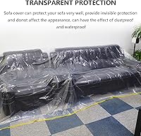 Vista 3 de HERSENT 2 Paquetes Fundas de Sofá de Plástico de 144 pulgadas/12 pies, Fundas de Sofá de Plástico Impermeables para Muebles para Sofá Seccional