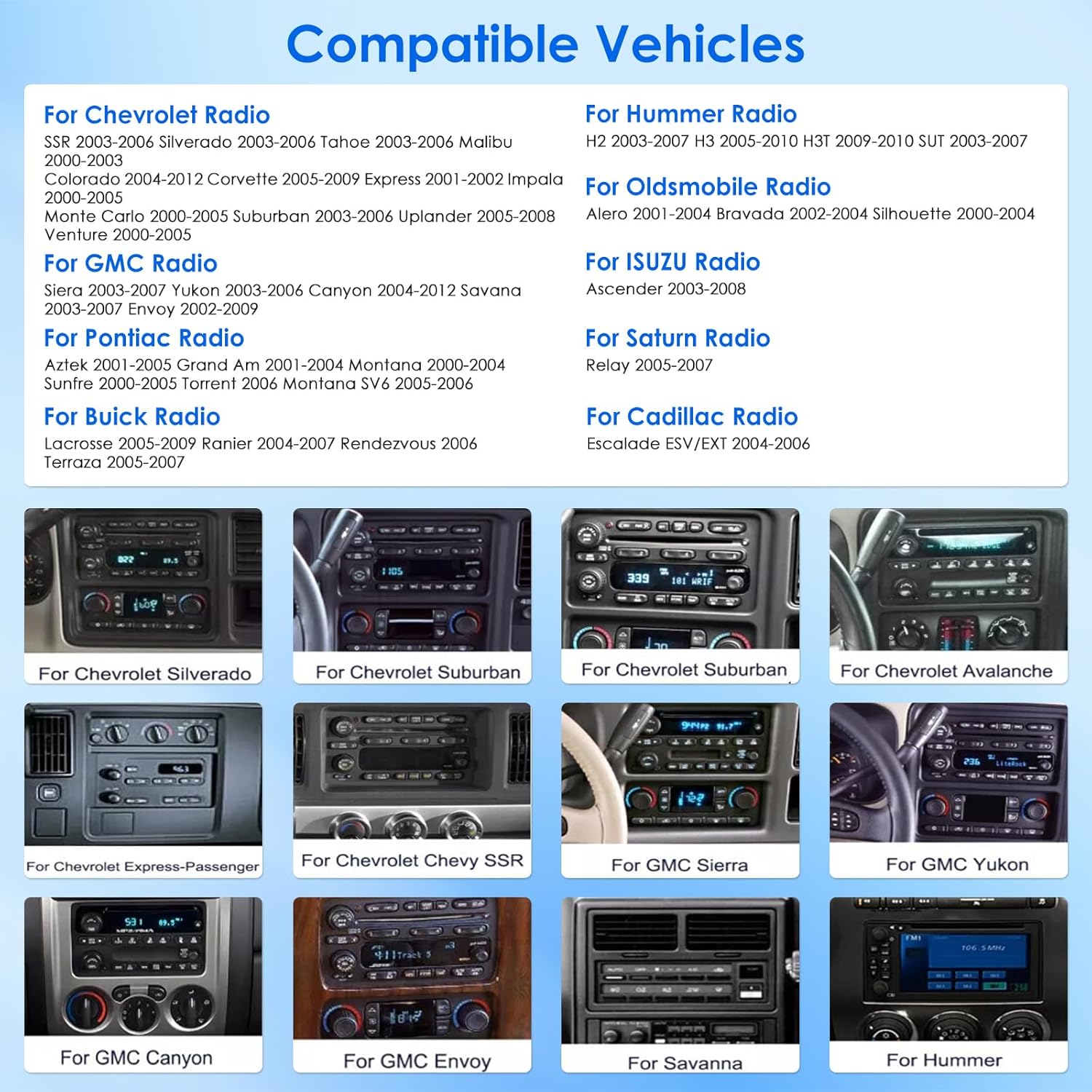 Car Radio Stereo for Chevy Silverado SSR Tahoe 2003-2006, for GMC Sierra Yukon 2003-2006, for Hummer H2 2003-2006, 7 Inch Touchscreen Radio with Wireless Carplay Android Auto, GPS, WiFi,Backup Cam