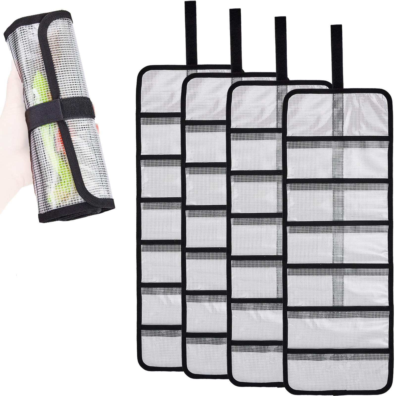 Roll Up Fishing Lure Wraps Set-Durable Lure Bag 6 Pocket PVC Protective Cover Saltwater Hook Covers Fabric Lure Protector Trolling Lure Tackle Box