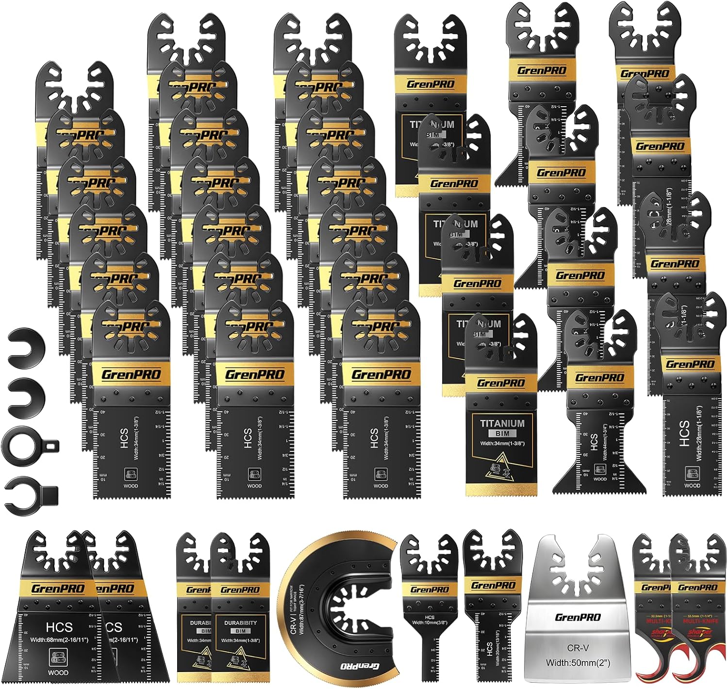 GRENPRO 42-Piece Oscillating Tool Blade Kit for Wood Metal Nails & Plastic