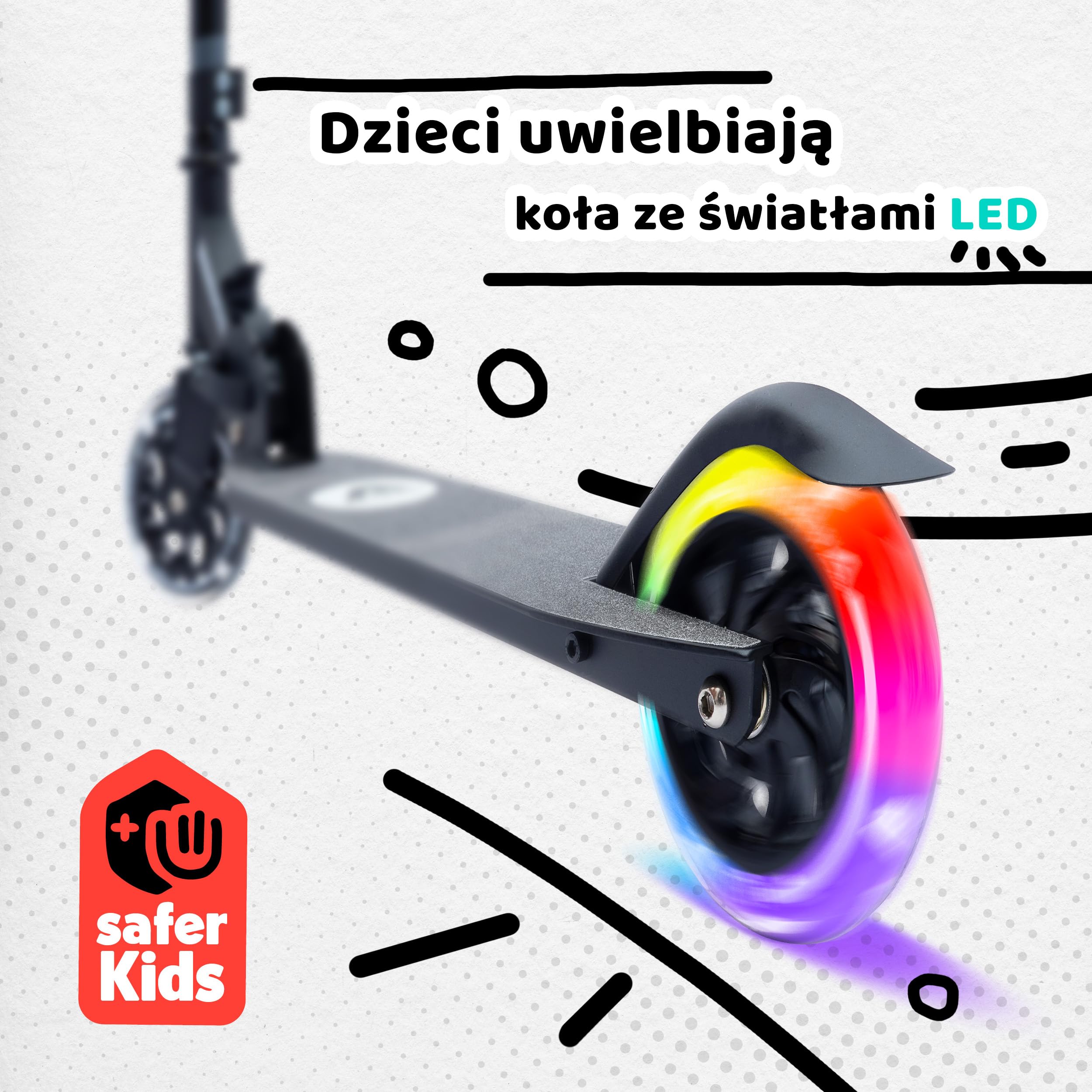 Apollo Hulajnoga dla Dzieci LED Moonracer, Składana Hulajnoga Dziecięca, Hulajnoga dla Dziewczynki i Chłopca, Hulajnoga dla 4 Latka, Hulajnoga Led Świecące Koła, Składana Hulajnoga