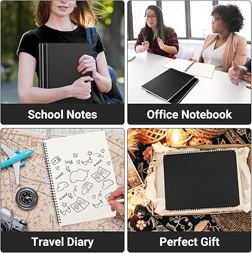 Miniatura 7 de EUSOAR Cuaderno de espiral en blanco, tamaño A4, 3 paquetes de 8.5 x 11 pulgadas, tapa dura, cuaderno de papel kraft en blanco a granel, bloc de