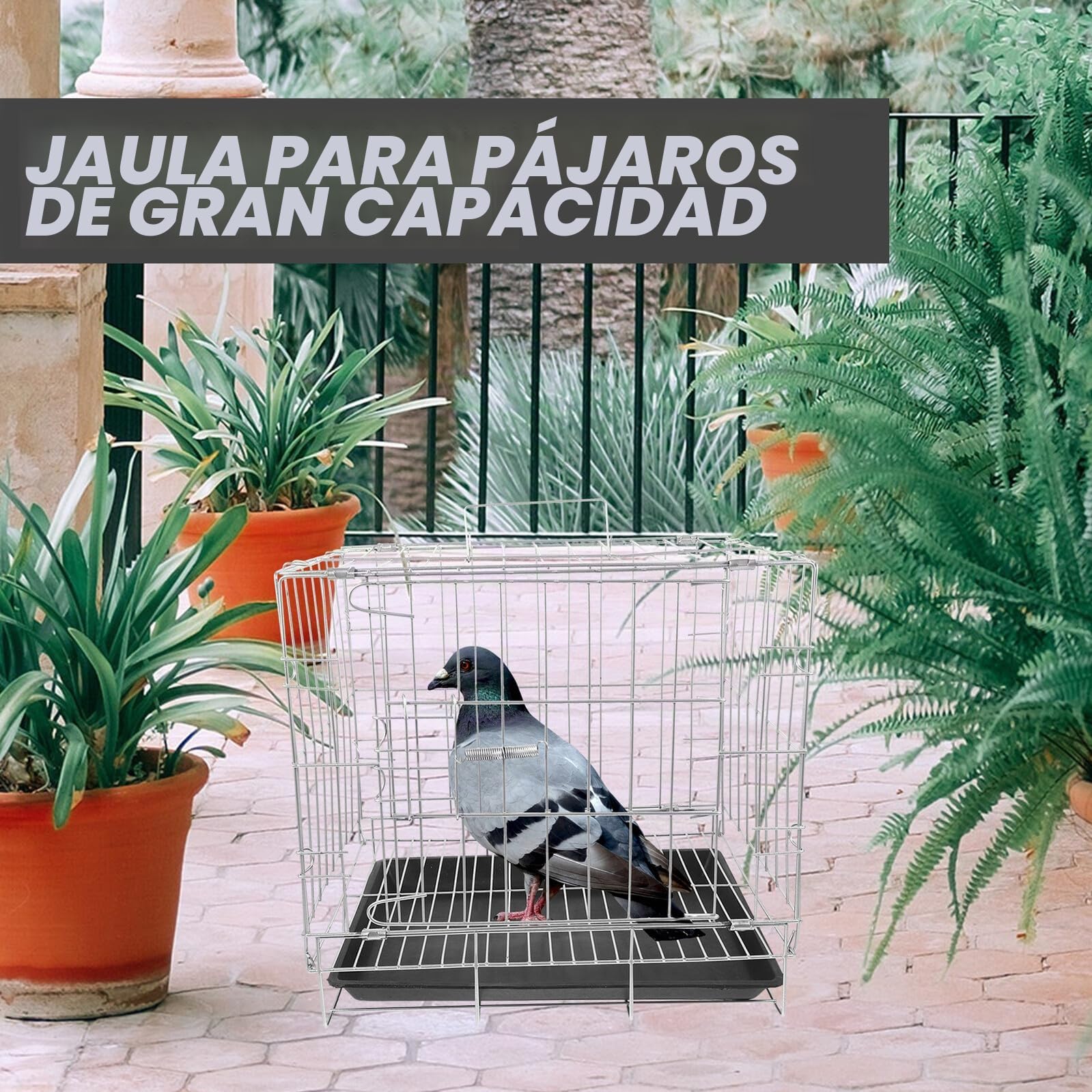 Jaula de Cría para Palomas de Gran Capacidad 35x25x30 Cm, Acero Inoxidable Bandeja Extraíble, Jaula Espaciosa para Pájaros Domésticos y Suministros para Aves