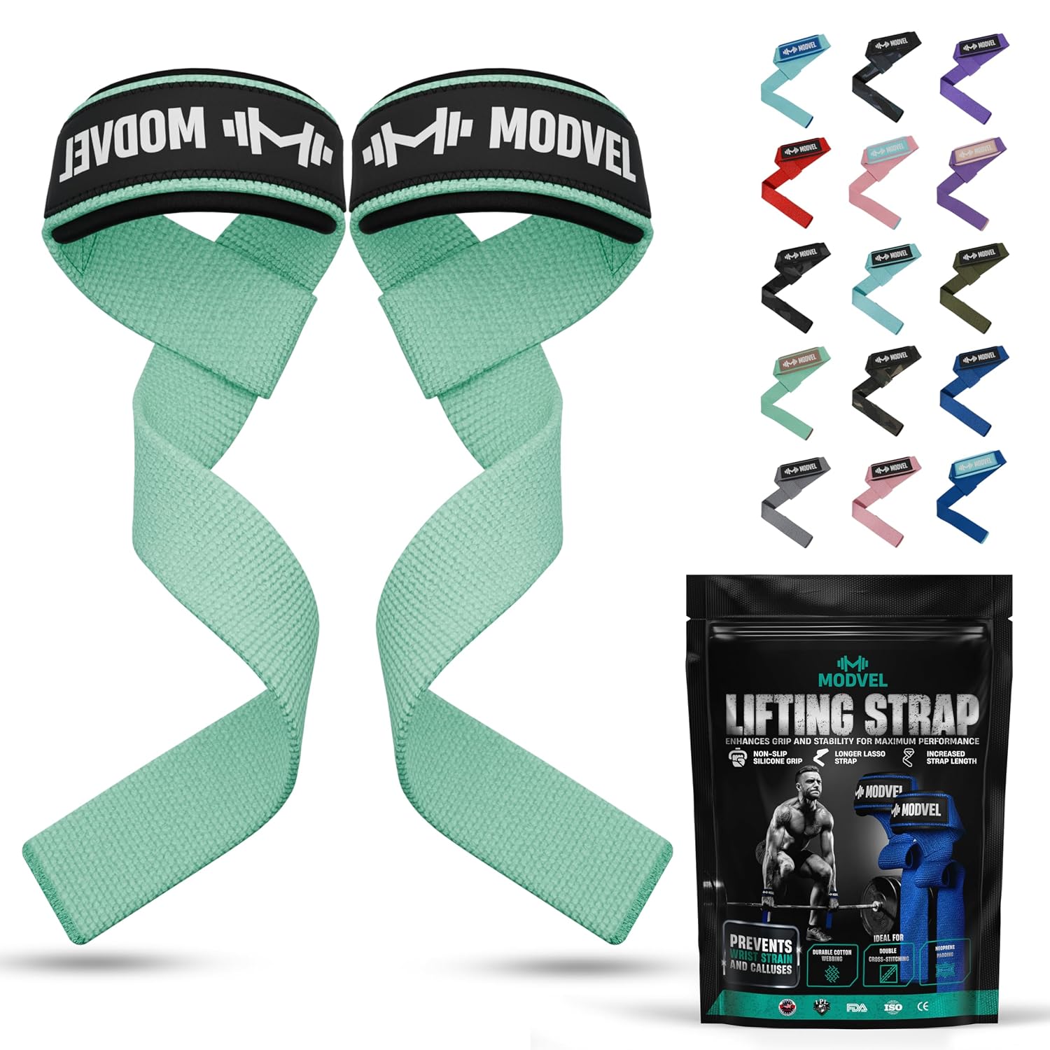 MODVEL Orthopedic Wrist Brace and Wraps for Weightlifting - Adjustable, Lightweight Support for Carpal Tunnel, Arthritis, Tendinitis, Bodybuilding, Strength Training, and Injury Relief Thin R Mint Green